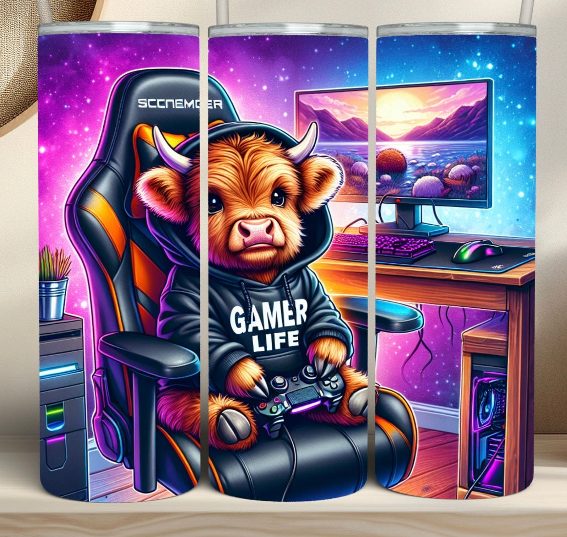 Gamer life cow tumbler