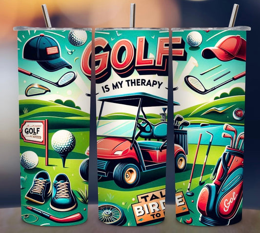 Golf is my therapy tumbler