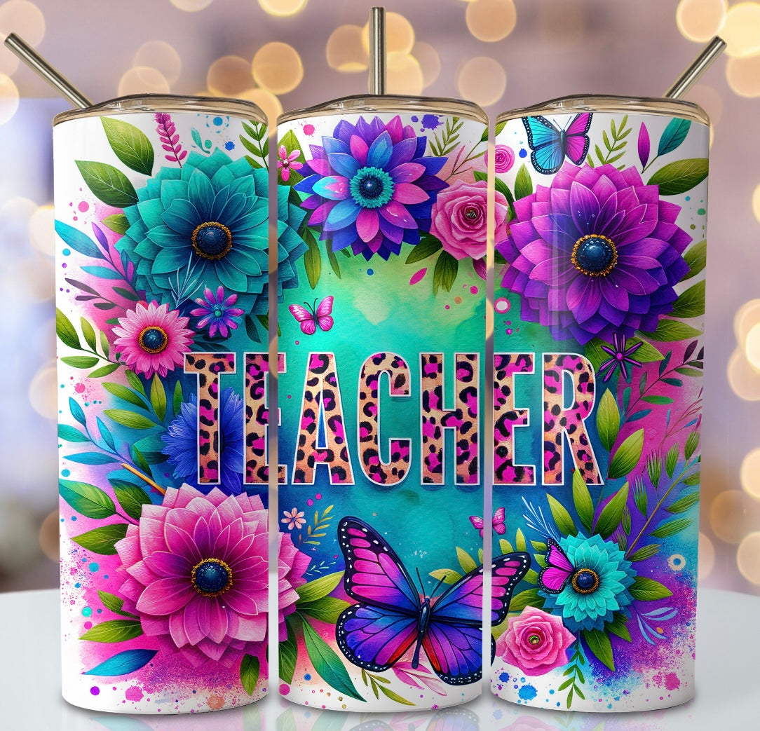 Colorful teacher tumbler