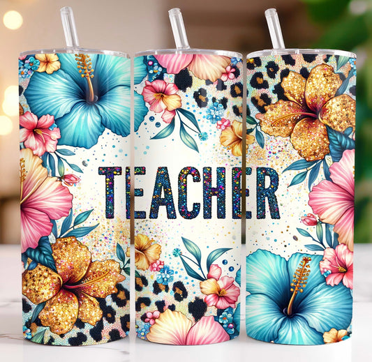 Flower Teacher tumbler