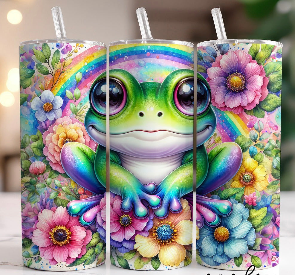 Frog with flowers tumbler