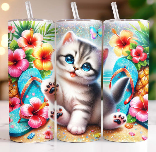 Summer kitten tumbler