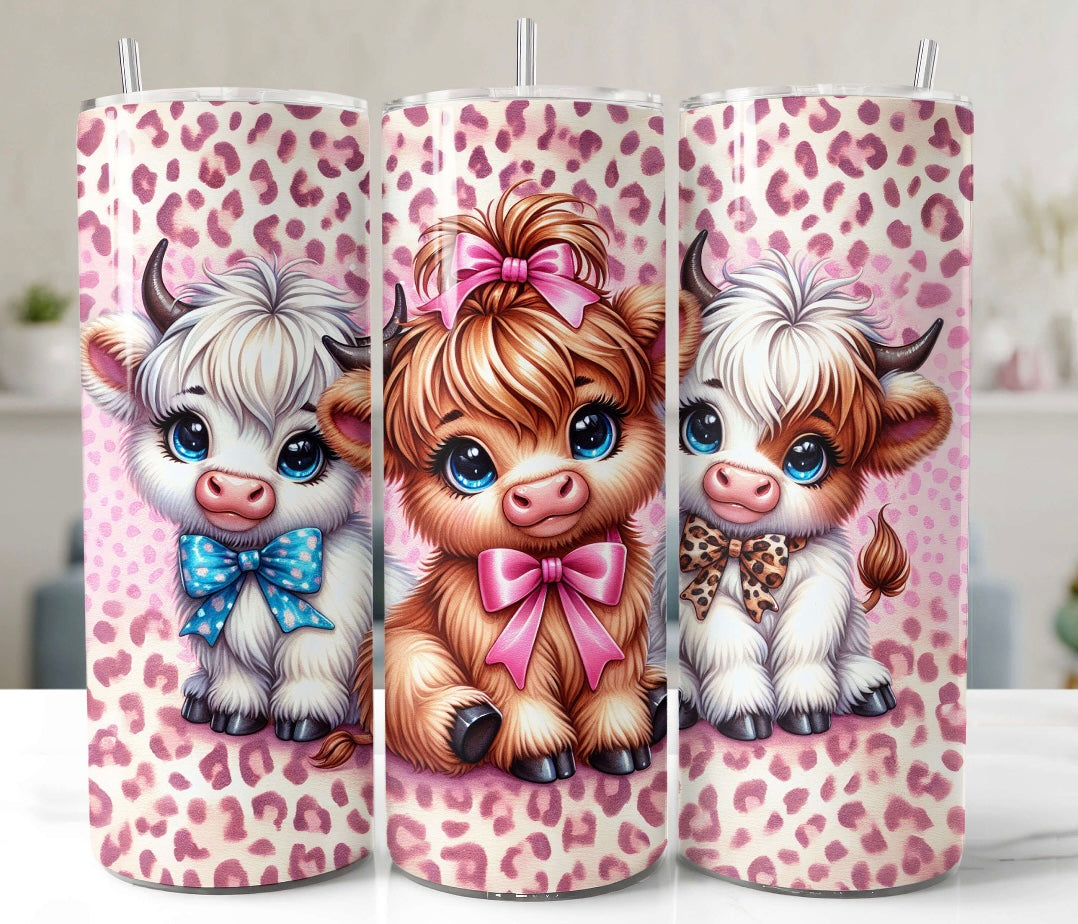 Cows with cheetah background tumbler