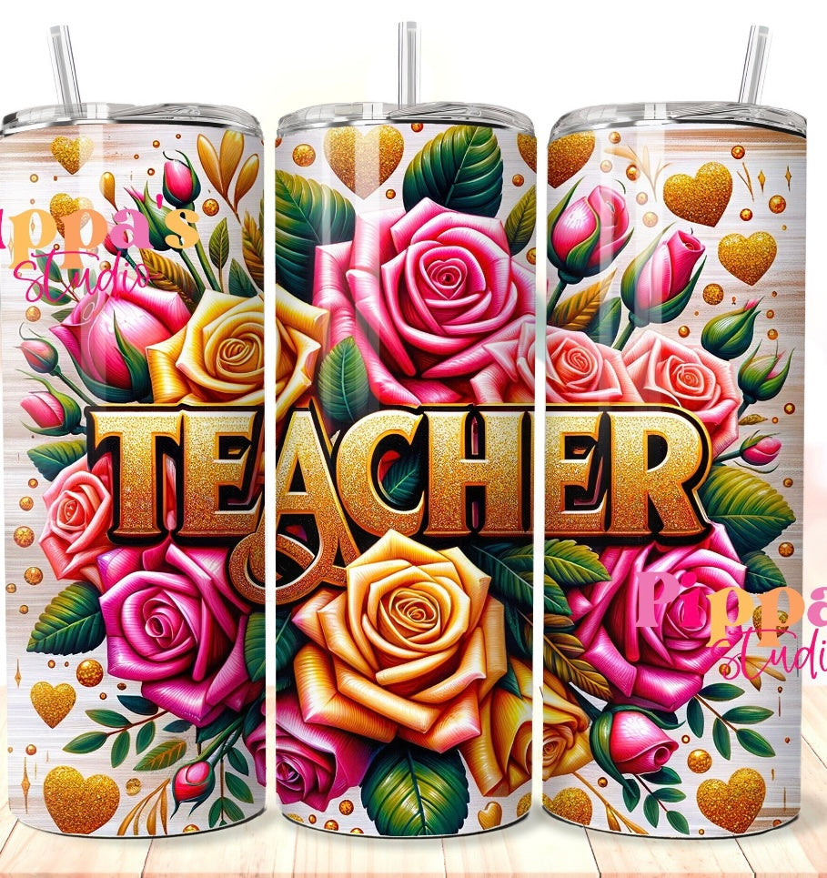 Rose teacher tumbler