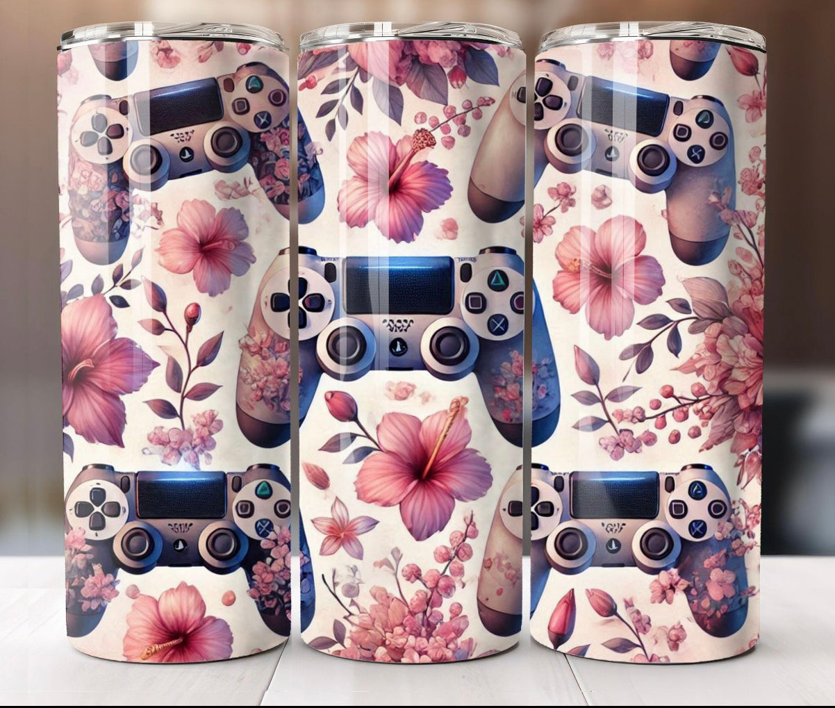 Pink flower controller tumbler