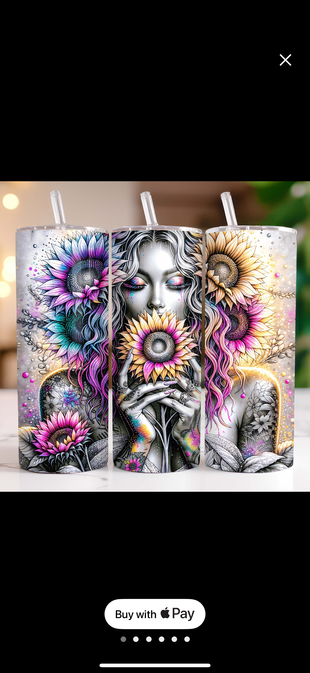 Colorful sunflower with woman tumbler