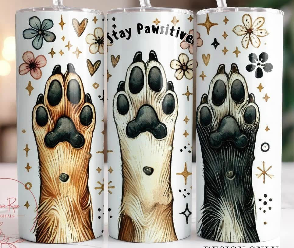 Stay pawsitive tumbler