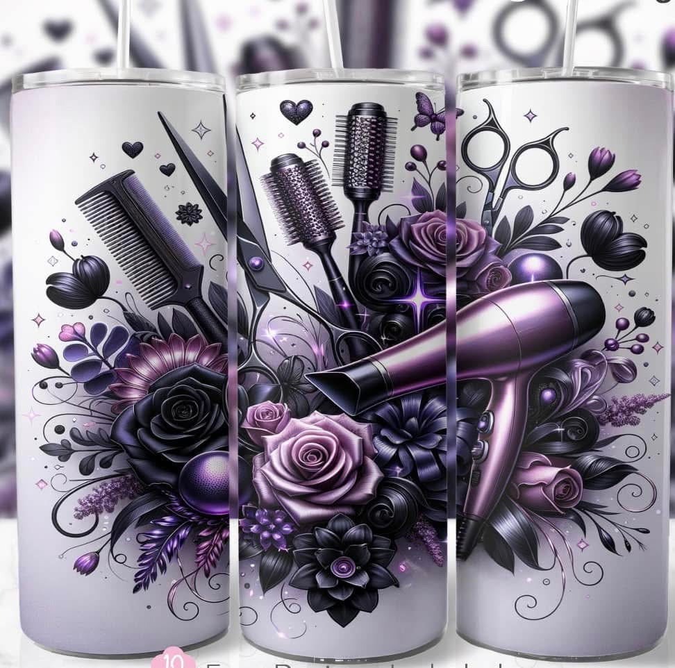 Black purple hairdresser tumbler