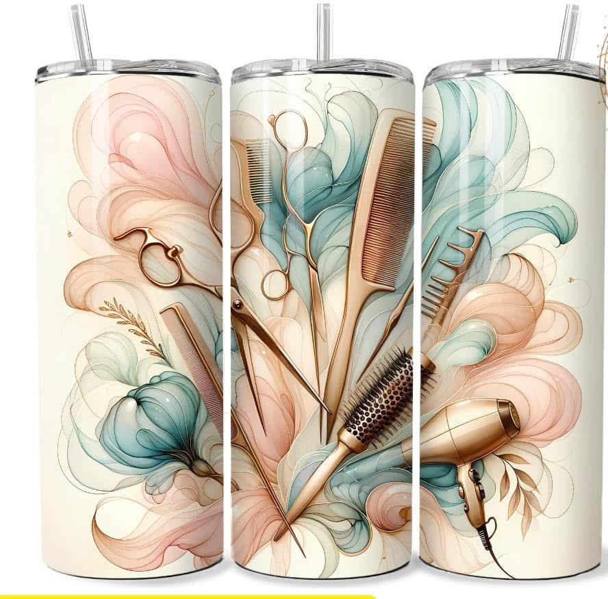 Light blue peach Hairdresser tumbler