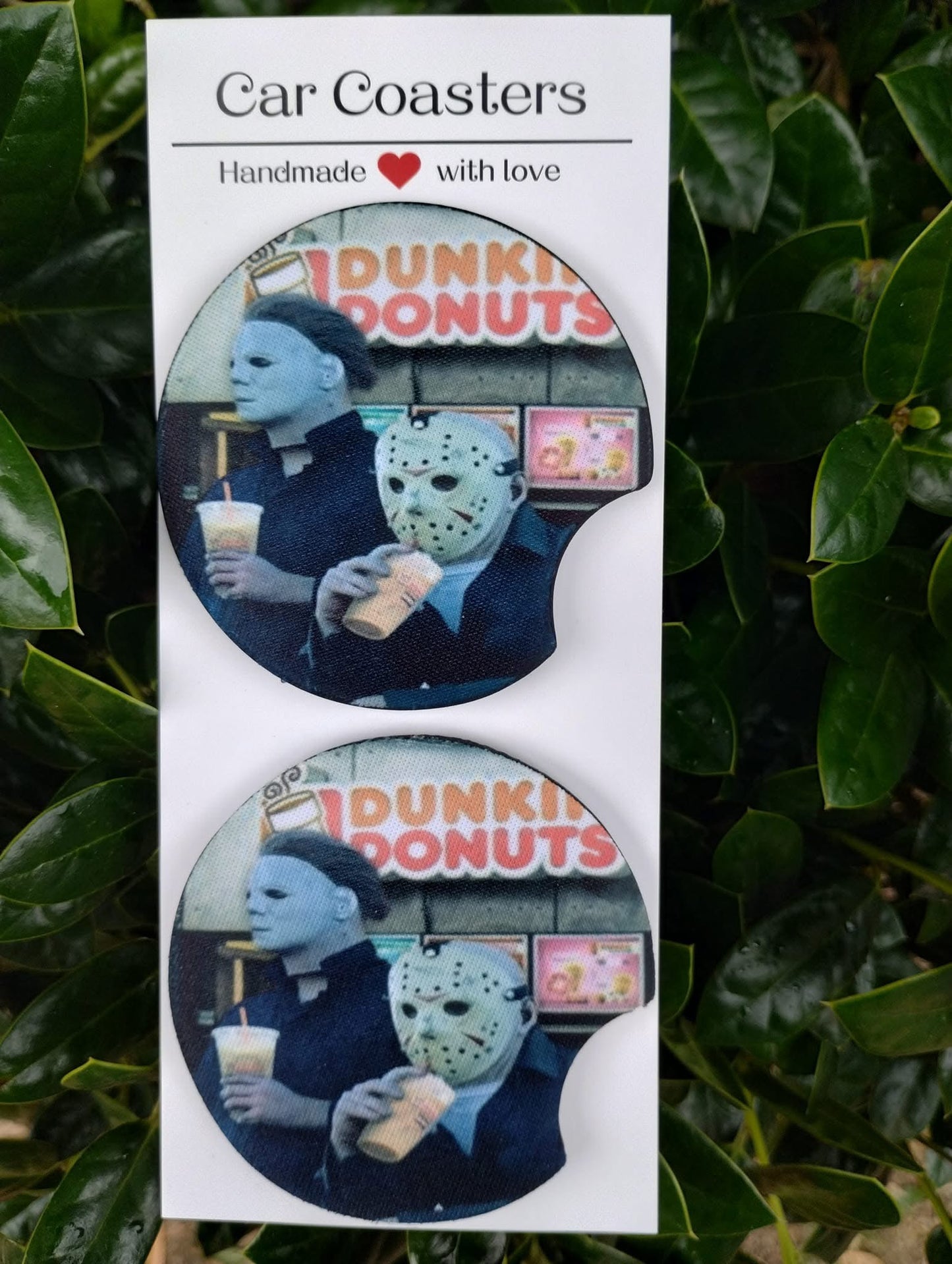 Horror Dunkin’ car coasters