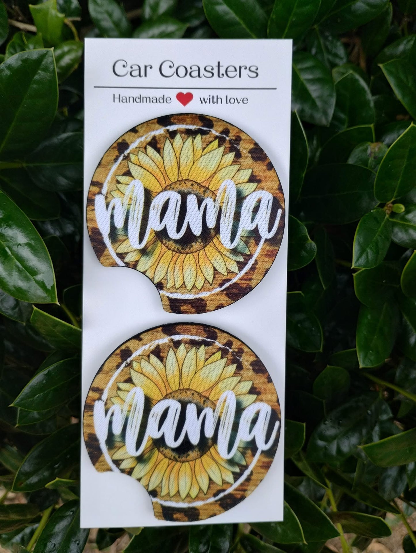 Big sunflower mama car coasters